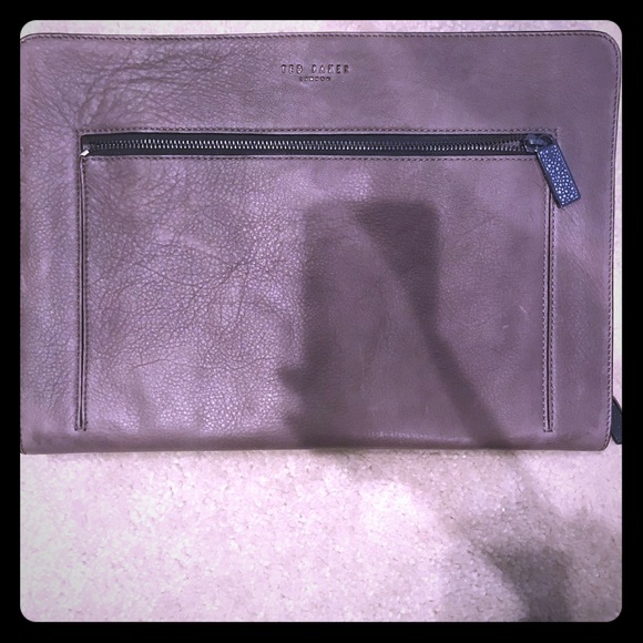 Ted Baker London Accessories Grey Leather Laptop Case Poshmark